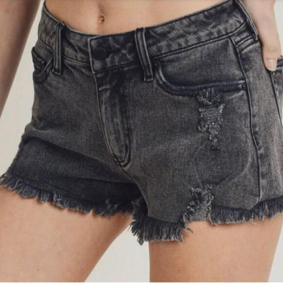 Anthropologie LTJ Letter to Juliet Acid Black cut off jean shorts NWT size xl - Picture 1 of 11